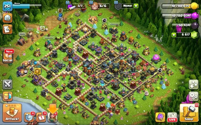 17 TH | 251 LVL | 100/100/82/75/50 | full equip + 6.6k gems, 17 TH Home Village, 10 TH Builder Base