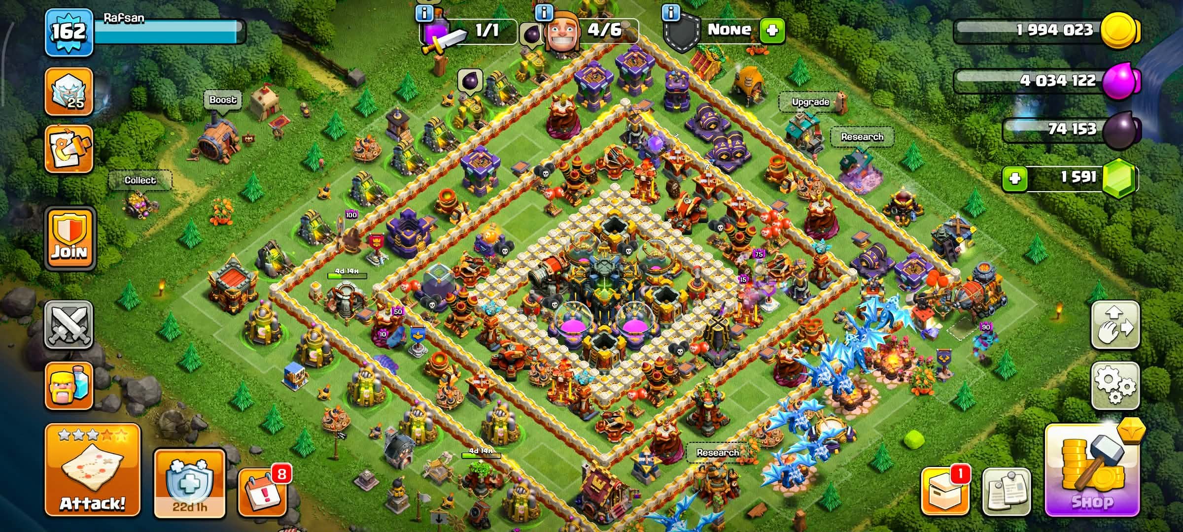 TH 17 🧩HIGH LEVEL WALL HIGH DEFENCE🧩HERO: 35/52/27/31/38🧩Change Name Gems Available🧩Builder Hall 10, 17 TH Main Village