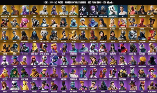 [PC/PSN/XBOX] 195 Skins🔥Skelett🔥IKONIK🔥Galaxia🔥Travis Scott🔥Merry Mint Axe🔥Karamell-Keule🔥Schurke, Verkauf, Skins 195