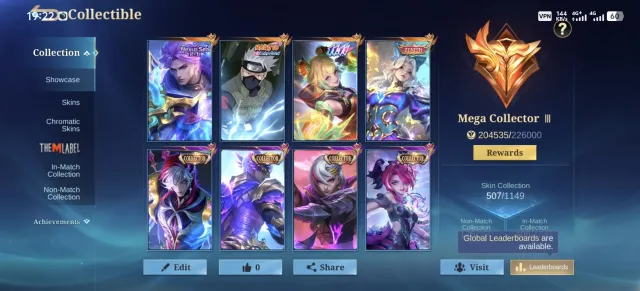 Legend: Johnson lunox , Naruto: Hayabusa, Star Wars: Argus and ..., Sale, Rank: Epic, Level: 100, Win rate: 53%, Heroes: 132, Skins: 507