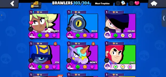 FAT BRAWL STARS ACCOUNT | 65000K 🏆 | 👊 103 FIGHTERS | 💎 42 PRIME |, trophies 65000, brawlers 103, primes 42