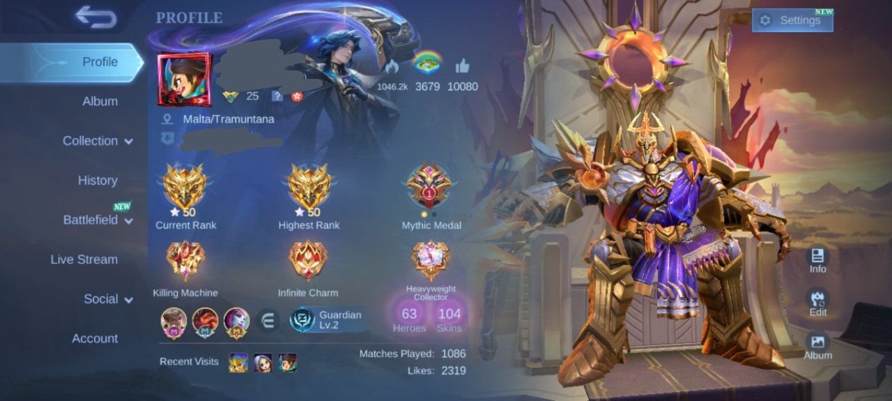 GOOD PROFIL ✅, GOOD SKIN ✅, MATCH SMURF GOOD WINRATE ✅, Sale, Rank: Epic, Level: 55, Winrate: 91%, Heroes: 63, Skins: 104