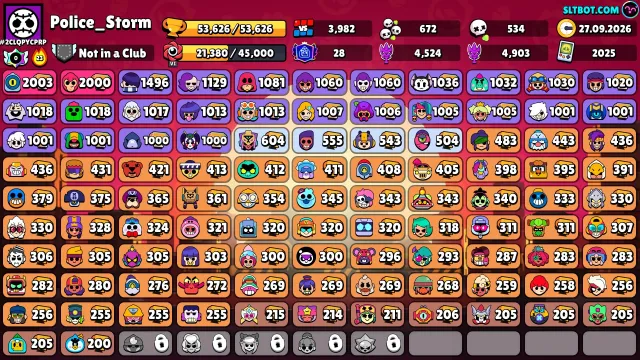 🍓🌈 AUTO DELIVERY🔴56000🏆105/106🔴16 -11 POWER💸11 MYTHIC SKINS🟡3 LEGENDARY🔴3 HYPER✅ 30 primes⭐, 56000 trophies, 105 brawlers, 30 primes