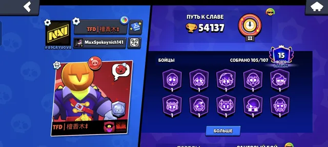 3 accounts in one | video reviews | mega sale, 54137 trophies, 105 brawlers, 15 primes