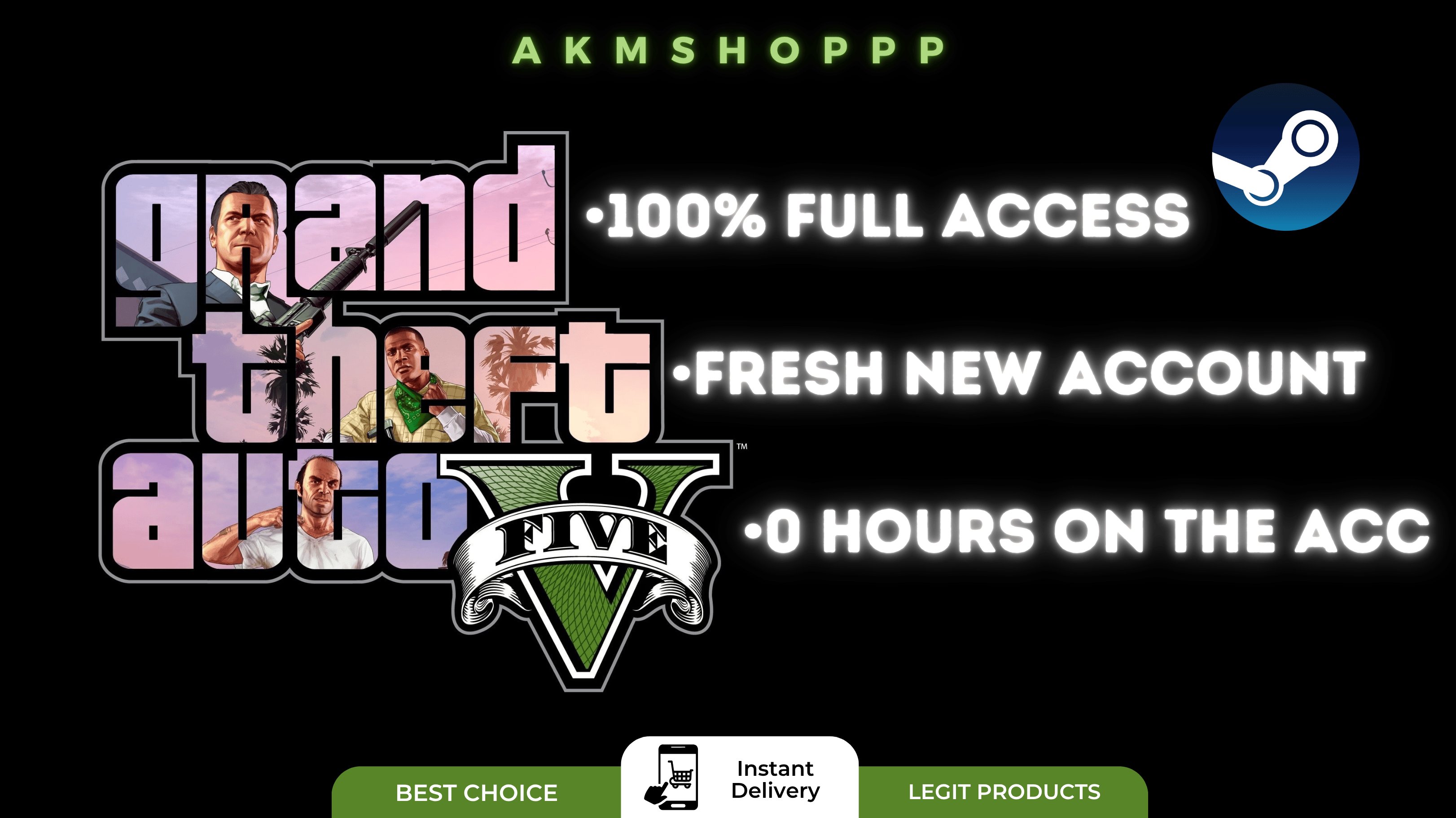 【STEAM】GTA5 ONLINE STEAM ACCOUNT 🎮✨0 HOURS ⏰ BRAND NEW ACCOUNT 🚀 COMPLETE DATA RESET 🔄, Sale