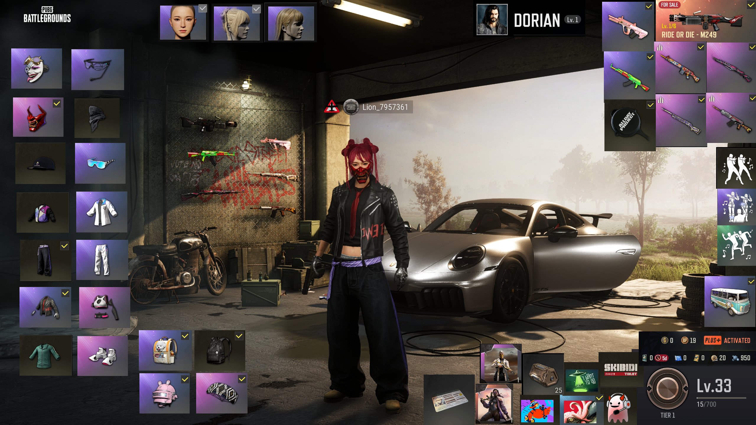 🔥PORSCHE 911 CARRERA GTS🔥AESPA M249💥LOTS OF CLOTHES💥26+ WEAPONS🔥CLOTHES🔥21 CRATES🔥NICKCHANGE✅, Yes BATTLEGROUNDS Plus