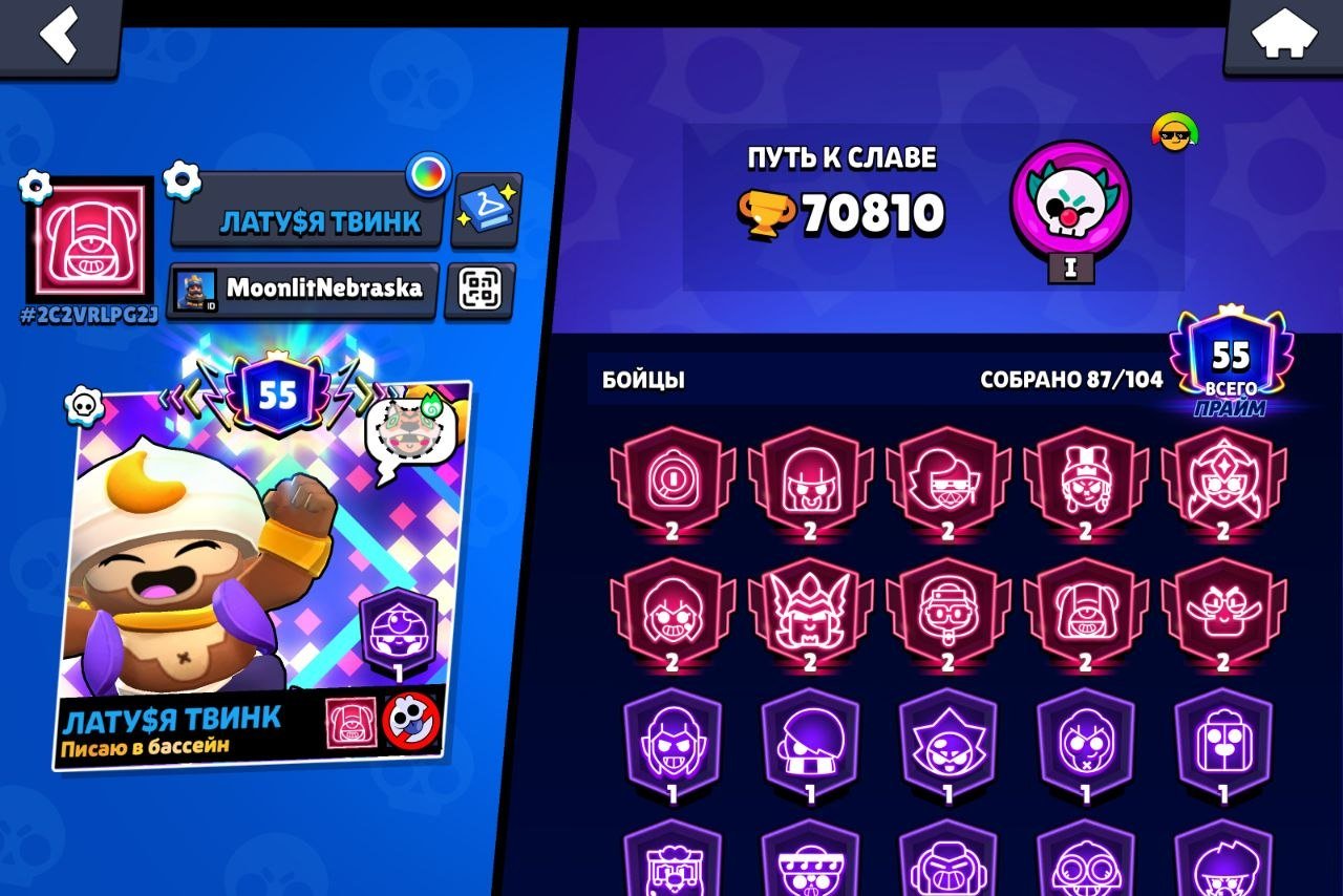 Dgxgkdgdgjdtjdydydyjxyxgxhkxhxg, trophies 71000, brawlers 87, primes 54