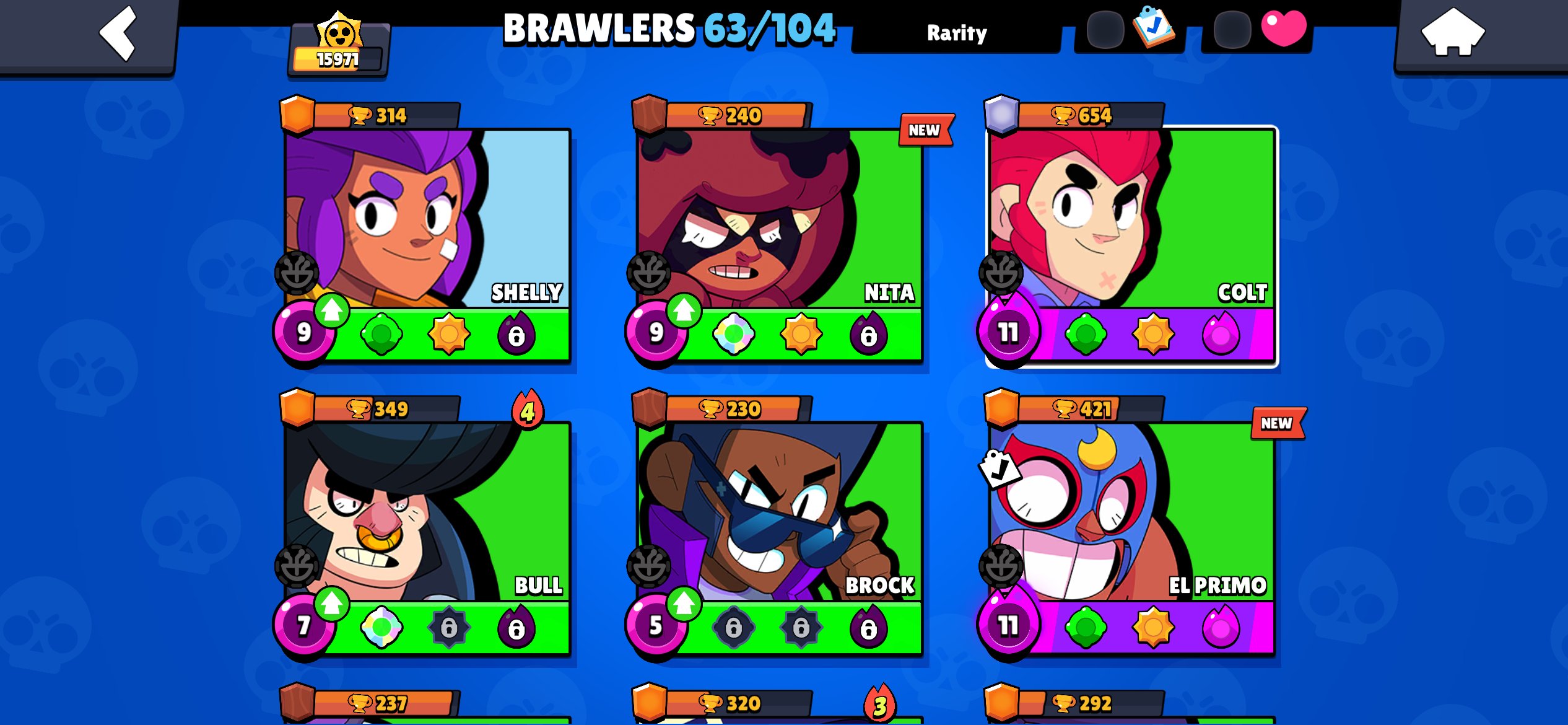 2019 | 63 BRAWLERS | 15K TROPHIES | RICOCHET+OLD SCHOOL BROCK+RED DRAGON JESSIE+OMEGA BOX DARRYL, trophies 15900, brawlers 63, primes 1