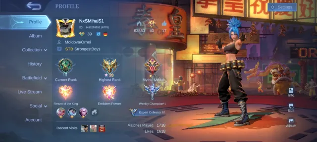 # 🔥 Mobile Legends Account for Sale 🔥, Продажа, Ранг: Эпик, Уровень: 39, Процент побед: 54%, Герои: 67, Облики: 113
