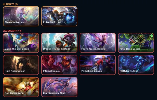 【 Elemntalist Lux / Pulsefire Ezreal 】【 Annie-Versary / Ann-Sivir-Sary 】【 10 leg skins 】, Sale, level 247, champions 172, skins 184, Platinum