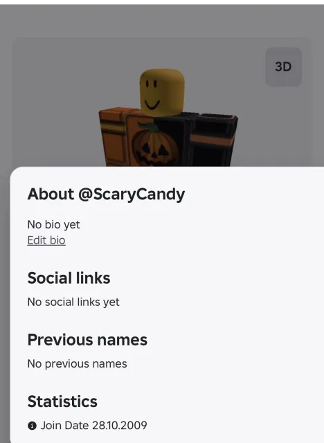 🎃 РЕДКИЙ АККАУНТ ROBLOX 2009 ГОДА — ЧИСТЫЙ ХЭЛЛОУИНСКИЙ НИК 🎃, Продажа, Voice chat: Нет