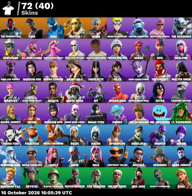 🦄 【FORTNITE】 🌸 Leviathan Axe, The Foundation, Fade, Zero, Raptor 🌸 72 Skins | 1269 lvl | 800 V-Bucks, Verkauf, Skins 72