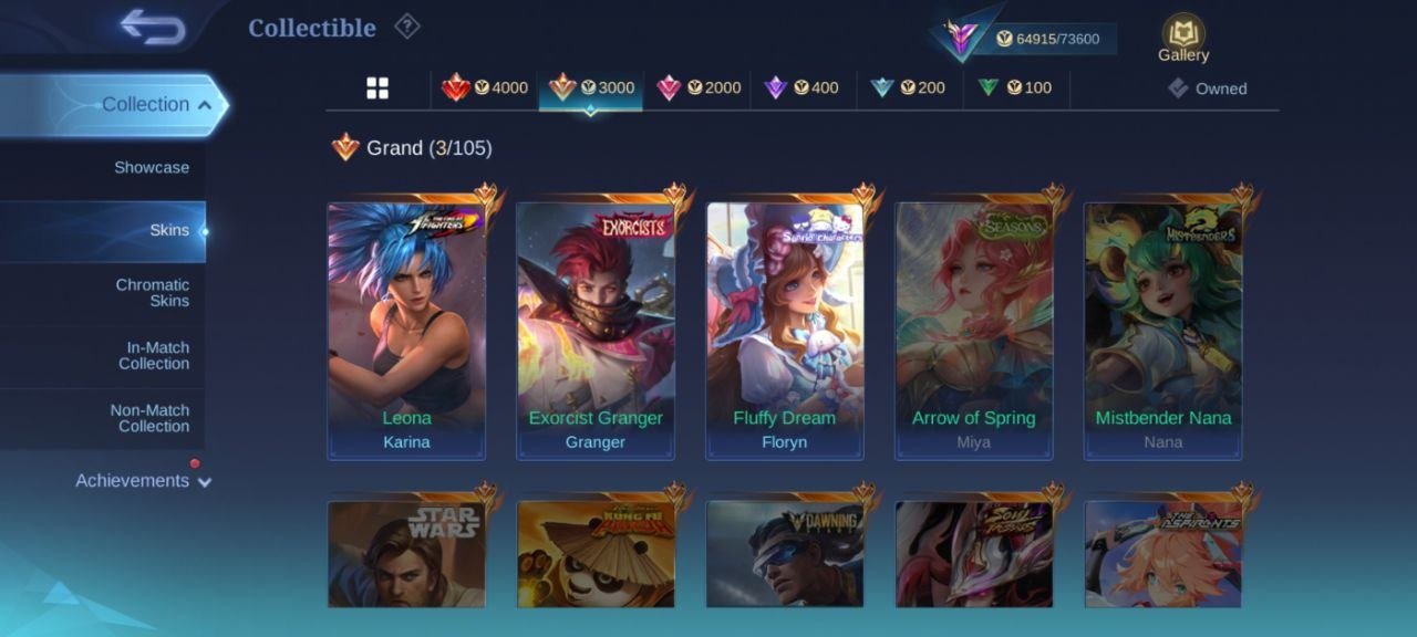 Exorcist Granger collector YUZHONG LUCKY Guinevere deluxe 32 zodiac Lancelot⚡MC 138, Sale, Rank: Mythic, Level: 67, Winrate: 52%, Heroes: 124, Skins: 275