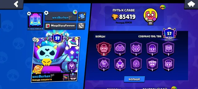 🔥 85.4k Trophies | 106/106 Brawlers | 57 Rank (Prime) | Full access, 85000 trophies, 106 brawlers, 57 primes