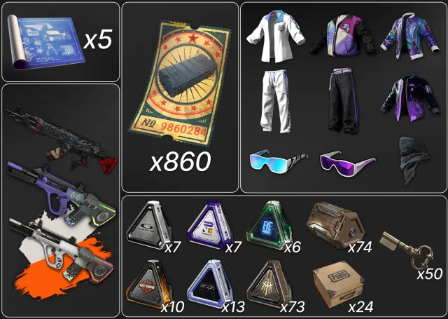 💖[PROGRESSIVE] NEON DREAM AUG + WHITE CHROMA + RYOMEN SUKUNA BERYL💖🔥860 КУПОНОВ🔥🎀210 СУНДУКОВ🎀, Нет BATTLEGROUNDS Plus