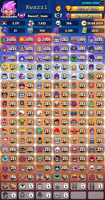 Account 21 prime 46k trophies and cool skins, 46000 trophies, 96 brawlers, 21 primes