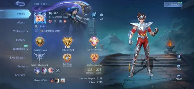 Transformer Roger💥epic bane freya valir leomord yi sunshin khufra💥emblem hero max, Продажа, Ранг: Легенда, Уровень: 68, Процент побед: 52%, Герои: 133, Облики: 223