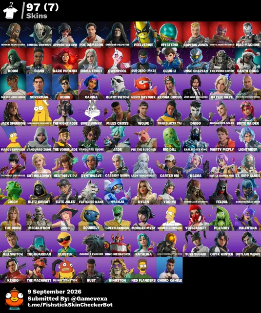 97 Skinów | Chun-Li | John Wick | Superman | General Grievous | 600 V-Bucks | Pełny dostęp, Sprzedaż, skiny 97