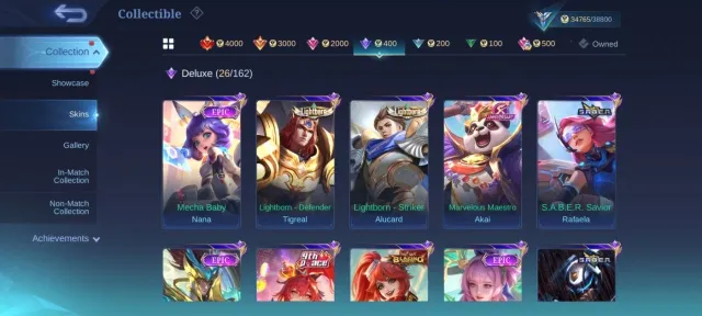 84⭐collector Natalia🌊EPIC lunox⇨Gusion⇨Roger⇨Nana⇨Carmila ⇨valir💥Gaara Vale emblem Max, Sale, Rank: Mythic, Level: 61, Winrate: 47%, Heroes: 88, Skins: 160