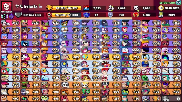 84000🏆 50 11⚡️ Contraband Penny CHEAP REGION, 84700 trophies, 106 brawlers, 47 primes