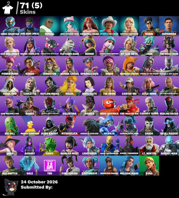 【✅】⁕【 WARRANTY 】🔴71 SKINS🔴350VB🔴Renegade Raider 🔴 UNSC Spartan 🔴 Sub-Zero (MK3) 🔴 Russel🔴, Sale, skins 71