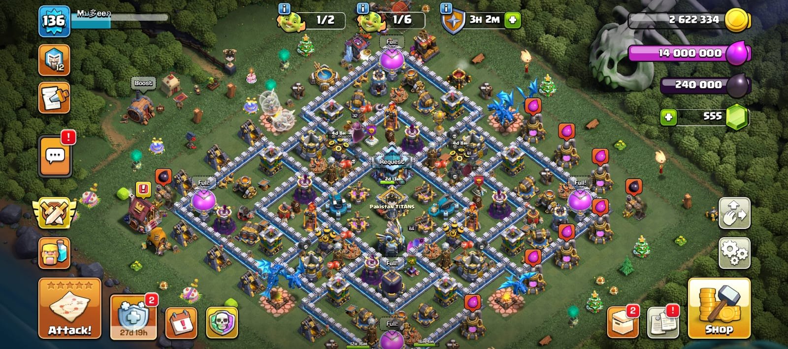 Sale TH13 Builder TH Level 8 5Heros tons of resources, 13 TH Main Village, 8 TH Builder