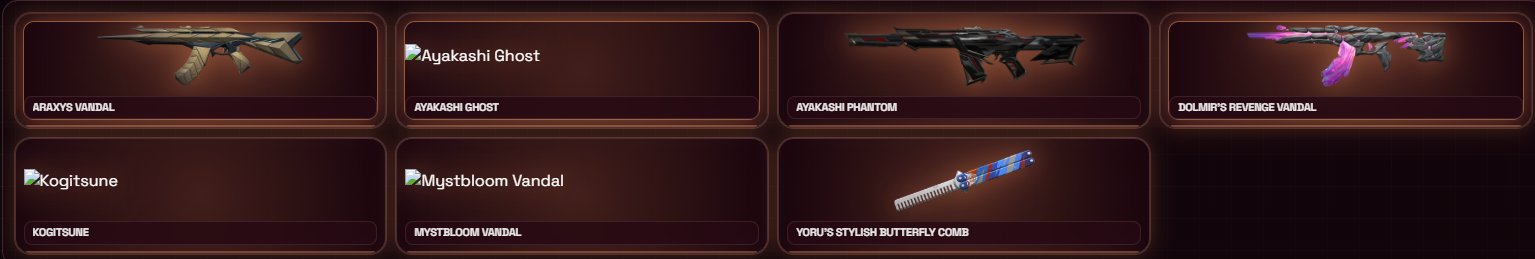 17,235 VP value \Ayakashi bundle \ 3 Exclusive vandals \ Yoru's butterfly comb \ Changable Username, Sale, Silver 3, Agents: 29, Skins: 7