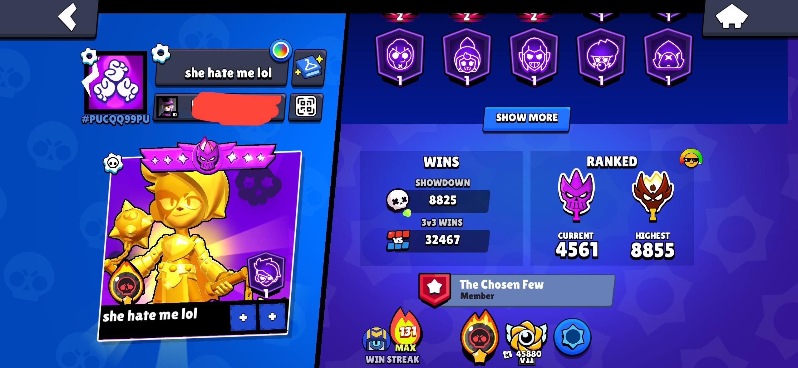 FAT ACCOUNT 100K, trophies 10301, brawlers 104, primes 69