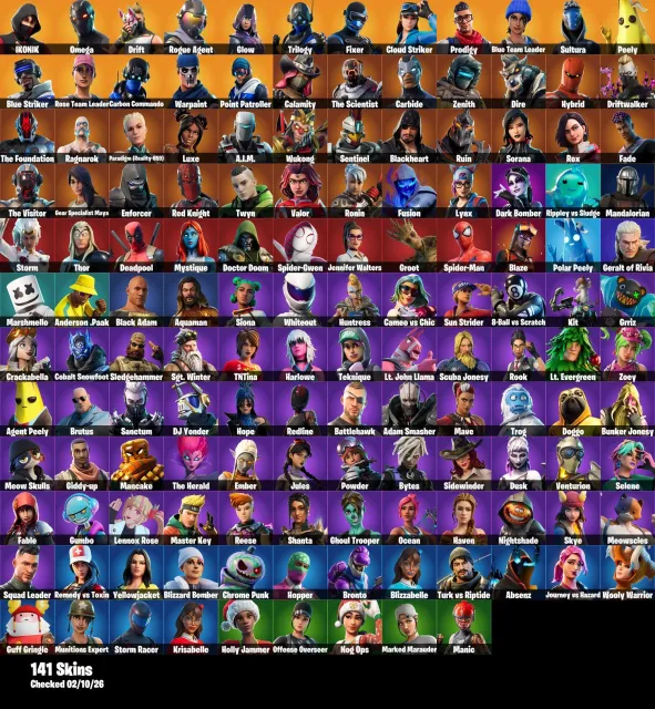 [PC/PSN/XBOX] 141 Skins | OG STW | IKONIK | Omega | Drift | Rogue Agent | Glow | 300 VB, Sale, skins 141
