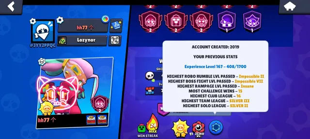 ⬛OLD TOP!😋😊ACC C 2019!💀👻😎 14 LEG💛REVIEW, trophies 76573, brawlers 105, primes 45