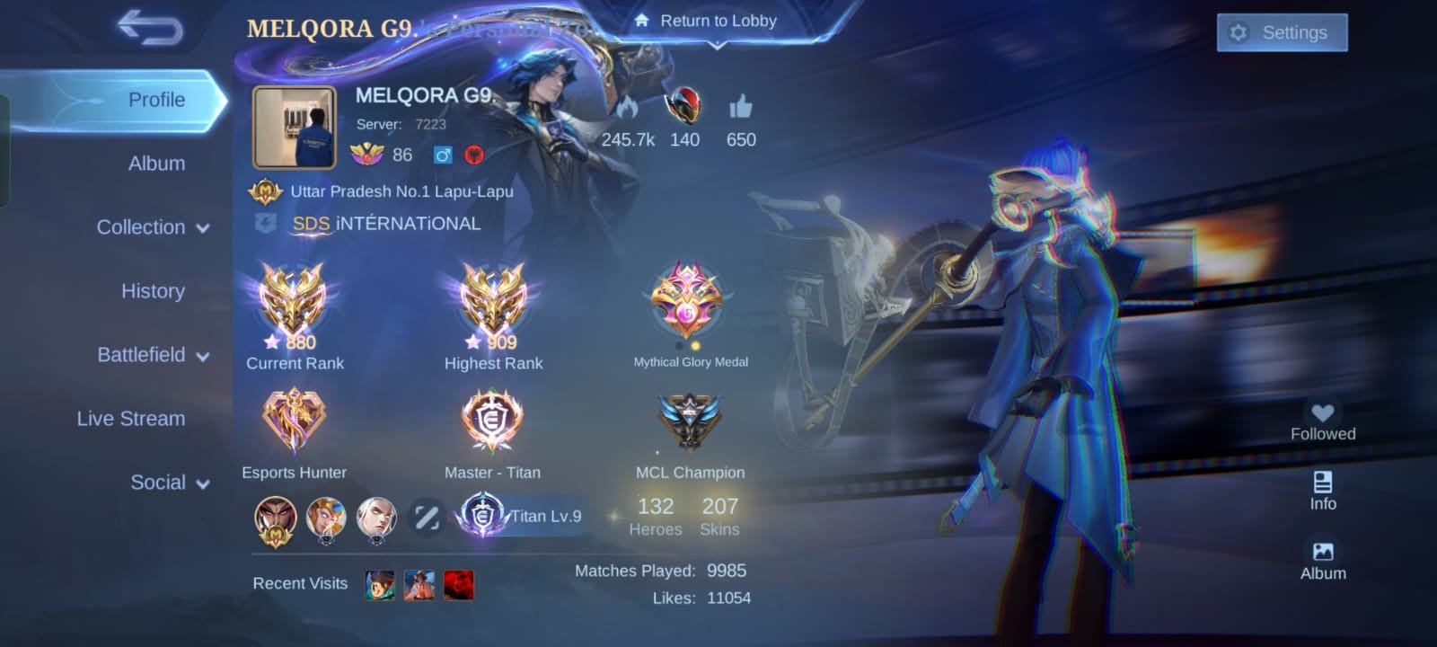 GLOBAL NO.41 RANKING 880⭐ IMMORTAL CURRENTLY., Sale, Rank: Mythical Immortal, Level: 86, Winrate: 73%, Heroes: 132, Skins: 207