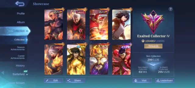 Best account 299 Skin, Sale, Rank: Epic, Level: 100, Win rate: 50%, Heroes: 131, Skins: 199