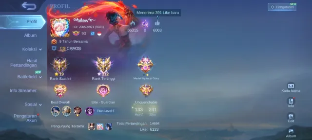 SAFE & CHEAP | EMBLEM MAX, KARINA KOF AND HAVE 13 EPIC SKINS, Продажа, Ранг: Мифический, Уровень: 123, Процент побед: 52%, Герои: 133, Облики: 241