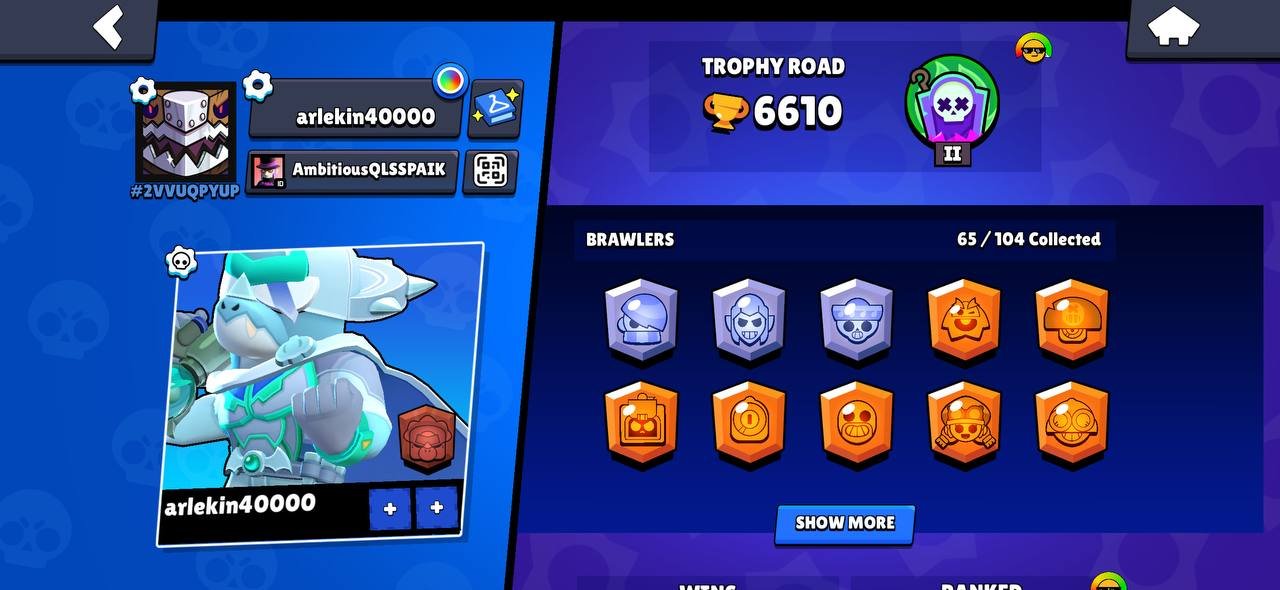account for a secondary character, trophies 6500, brawlers 65