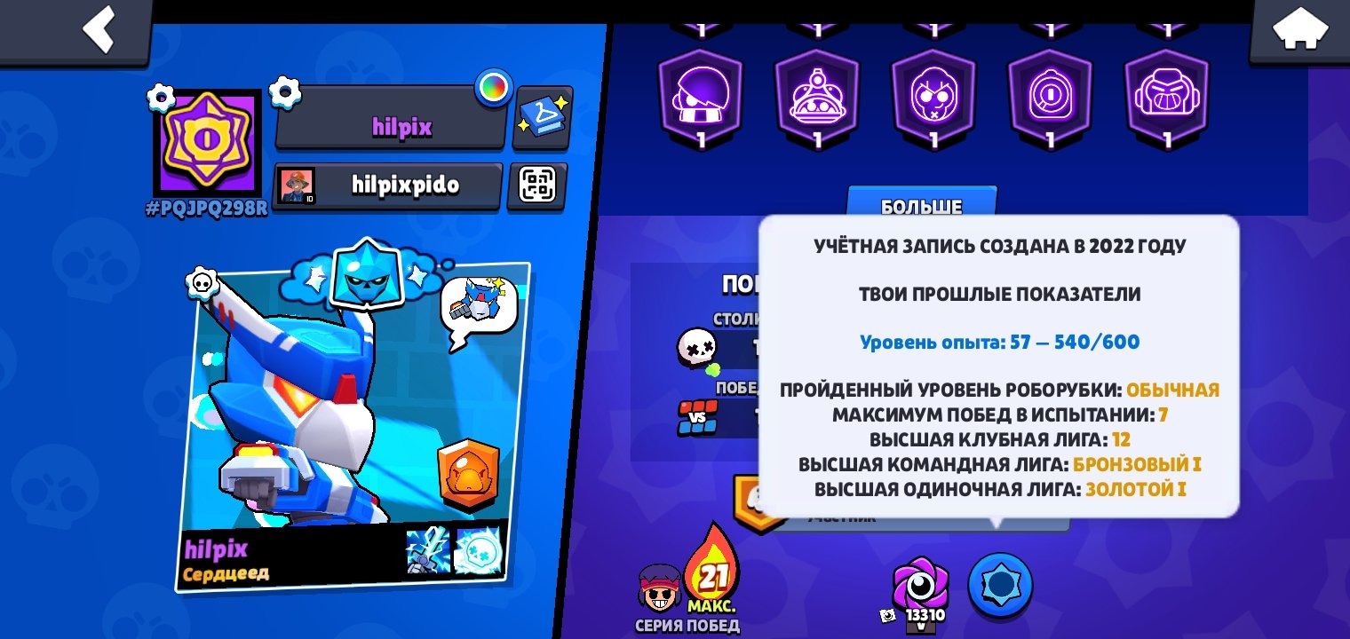 Cybershelly Acc 2022 features old skins, mythical and legendary, as well as hypercharged, trophies 35338, brawlers 95, primes 10