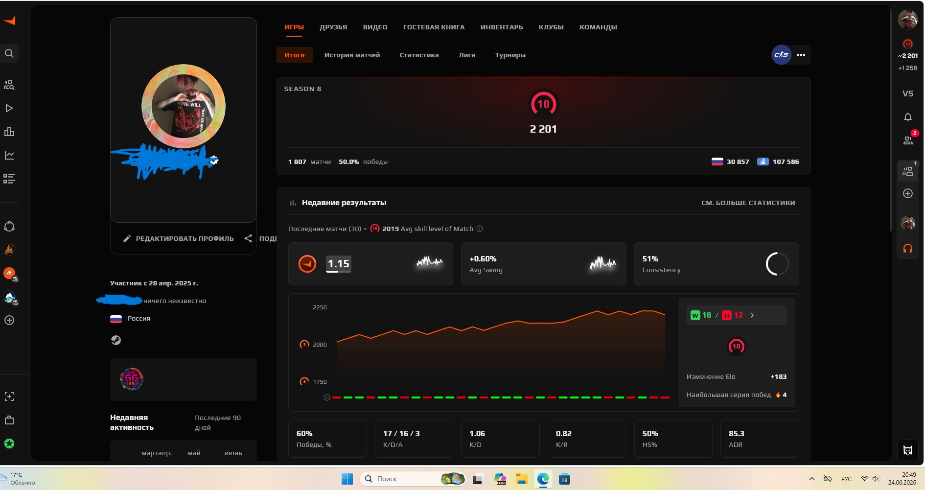 Selling a CS2 account with faceit + PRIME, Sale, Available, Yes PRIME, FACEIT, 2200 ELO, With registration: Yes