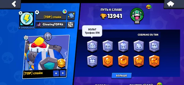 ⌚️auto-delivery⌚️account of 2020🎁paladin volt-mech/super rager Brock🏆other old-rare skins👑, trophies 13941, brawlers 59