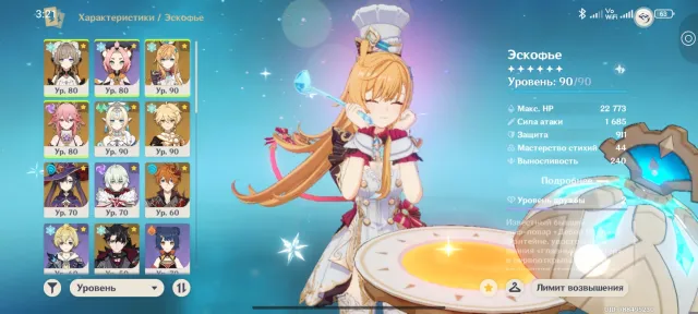 Sandrone C1 + signature, Spring, Escoffier, Tartaglia, Rizli, Yae Miko, Any platform, Email linked, Iter, Levelled up, AR 56, Event 8, Standard 7