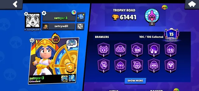 🎮Personal Brawl Stars Account 🛡️ Full Rebinding 🛡️ Account Value 344K Gems, 61000 Trophies, 106 Brawlers, 17 Primes