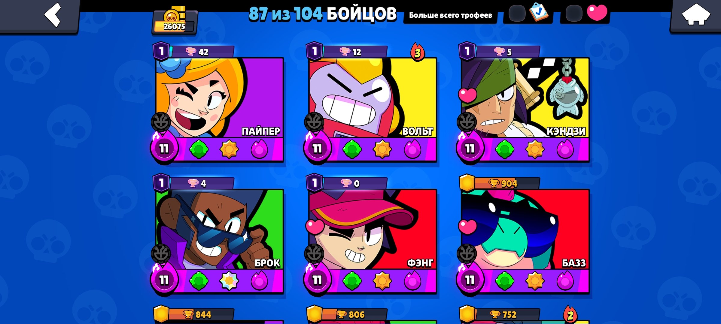 Account re-linking available, good account, trophies 26075, brawlers 87, primes 5