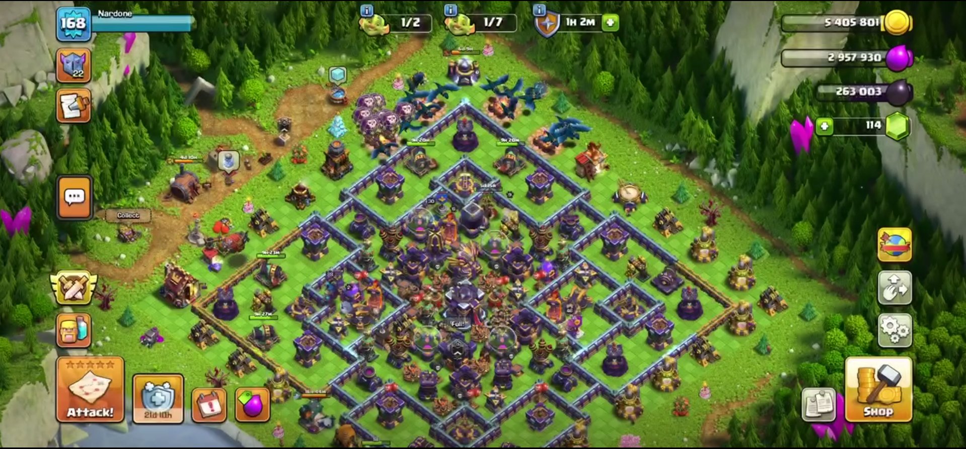 🏠15TH 100%🏠💯LVL 168💯💎115 GEMS💎👑HEROES 72/88/38/46/30/4👑🧙♂️8 HEROES SKINS + 3Design🧙♂️👷Worker 6👷, 15 TH Main Village