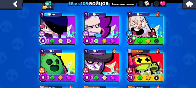 🔥Account with 10429 trophies🔥, 10429 trophies, 56 brawlers, 66 primes