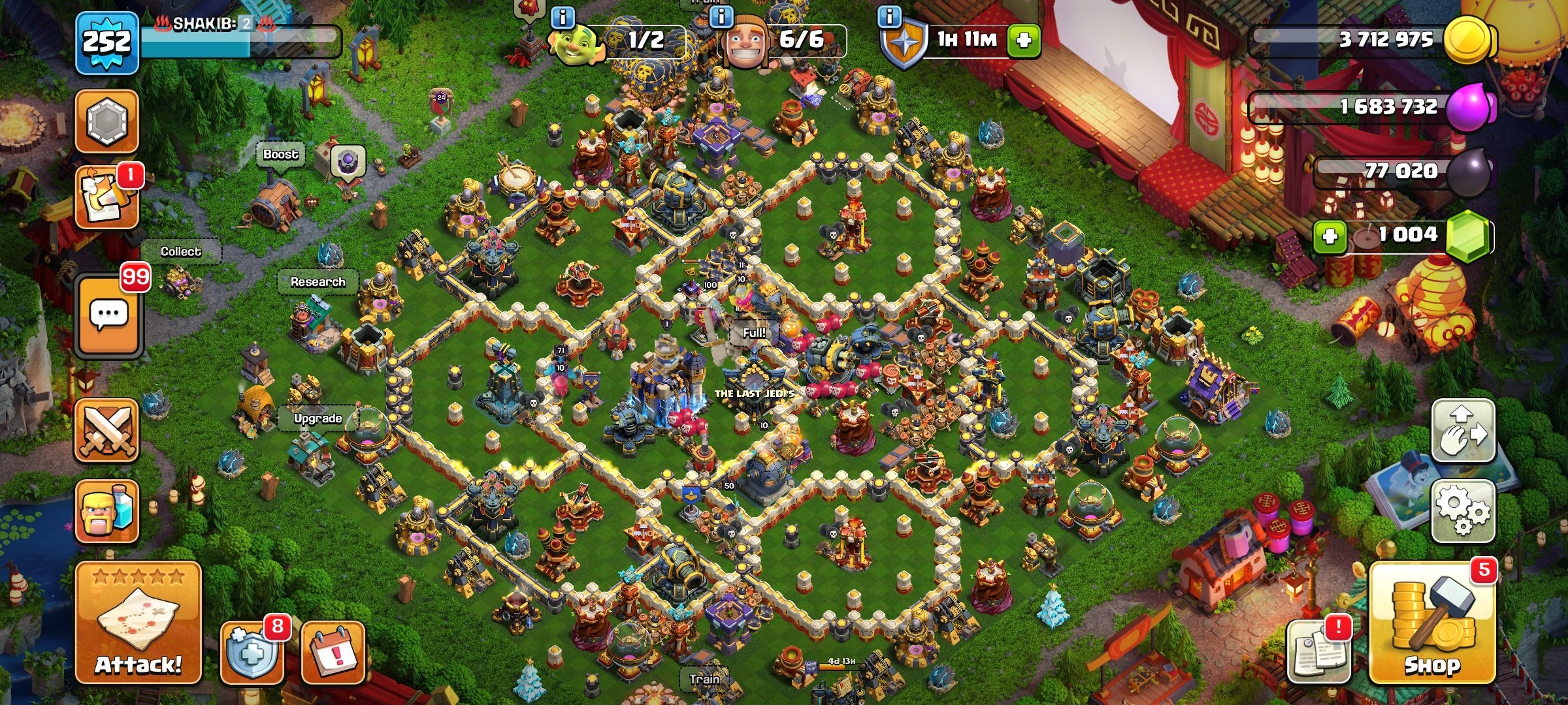TH 18 Full Max~Heros-100/100/75/50~3×Rare Scenary~7×Hero Skin~All Equipment~Mail Changeable~nc3.5k, 18 TH Main Village