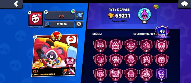 TOP ACCOUNT💥 BRAWL STARS + CLASH ROYALE ACCOUNT 13K, 69000 trophies, 107 brawlers, 48 primes