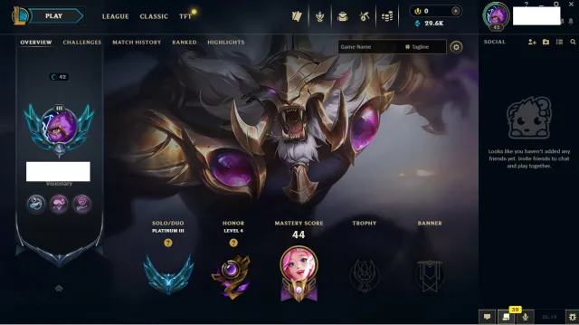 EUW - Platinum3 44LP 29KBE, Sale, level 42, champions 55, Platinum