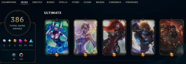 Sale of personal account since 2018, Sale, level 554, champions 173, skins 386, Silver