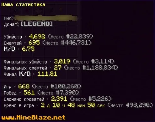 【🔥 LEGEND】 MineBlaze ✦ Top stats in mini-games ✦ Cheaper than the site! ⚡, Sale, All account data