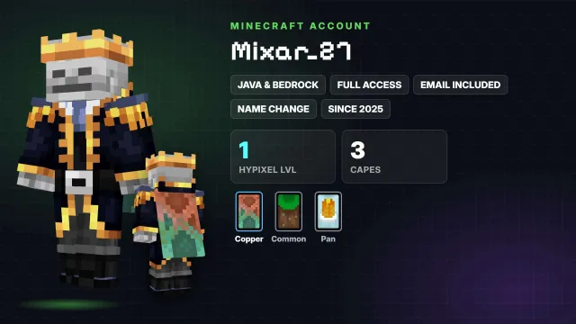 🦸 Плащи (3): Copper, Common, Pan ✅ Java & Bedrock & полный доступ, Продажа, Все данные по аккаунту