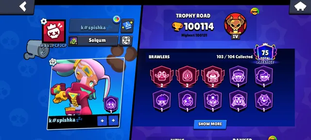 🟧⬛[100K+ CUPS]⬛🟧[217 SKINS]🟧⬛[CYBERSHELLY]⬛🟧[PRINCESS SHELLY】🟧⬛ [217 SKINS⟩【AUTO OUTPUT}, trophies 100100, brawlers 103, primes 75