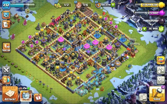 18 TH | 232 LVL | 103/105/87/85/55/25 | full equipment + 26 k gems + donation form, 18 TH Native Village, 10 TH Builder